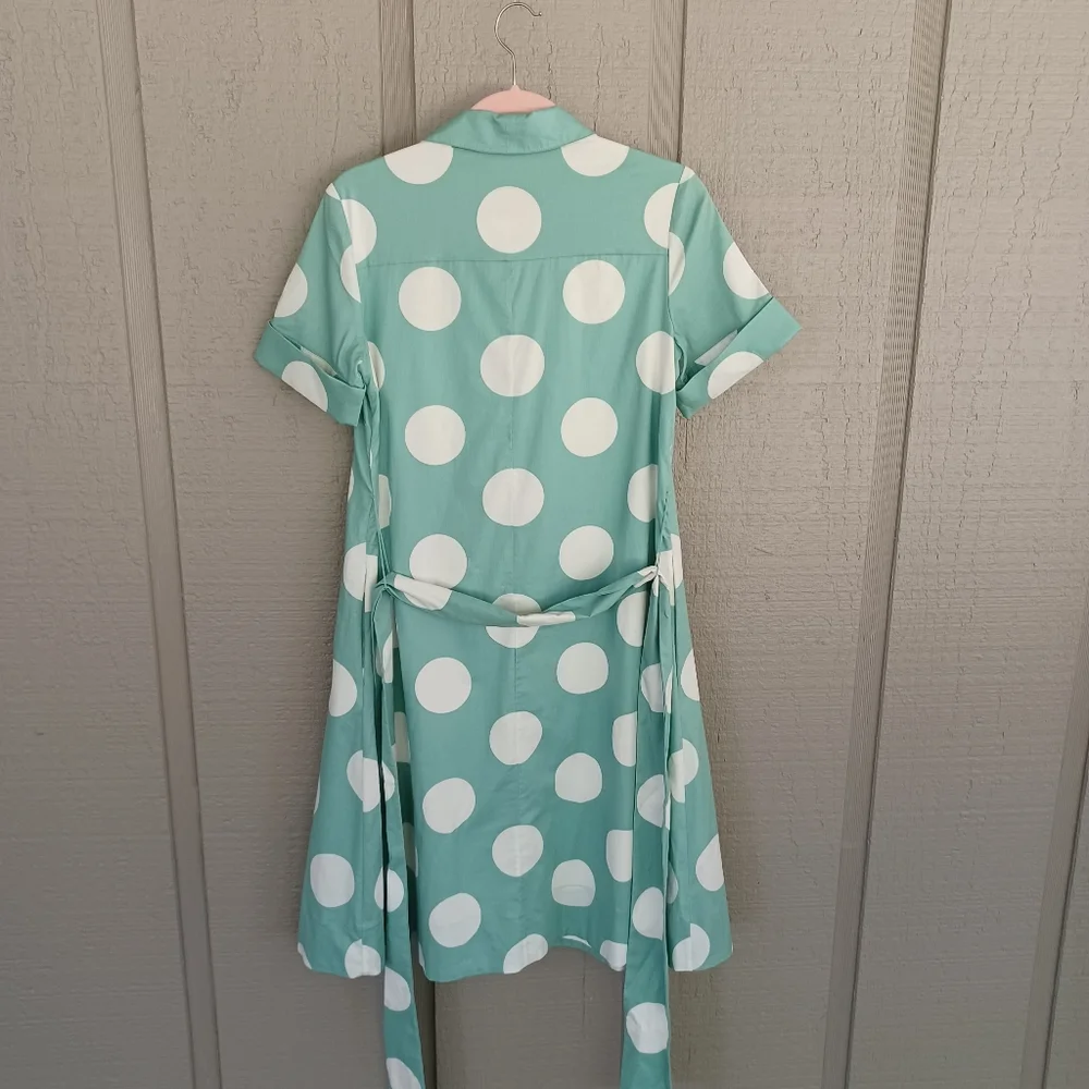 Kate Spade Grand Dot Midi Shirtdress Size XS Women Preppy Pockets Cotton Blend